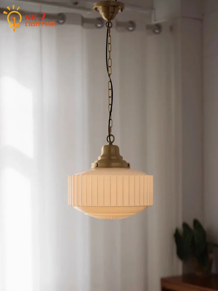 Afralia™ Brass Glass Pendant Lights LED E27 Gold Lustre Ceiling Lamp