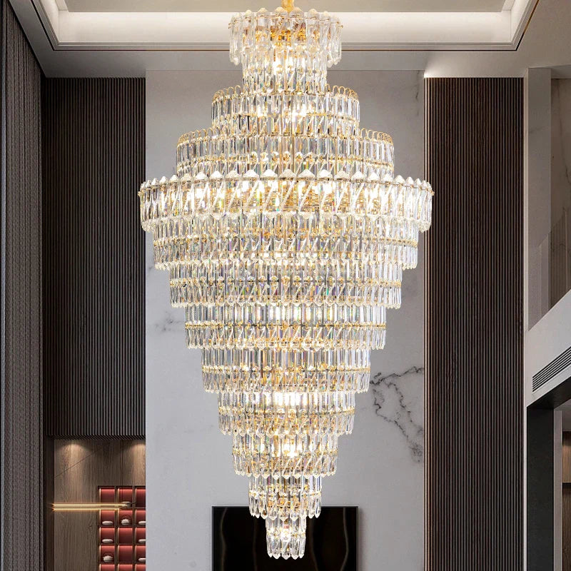 Afralia™ Crystal Chandelier: Penthouse Light Luxury for Villa Livingroom, Rotating Staircase Atmosphere