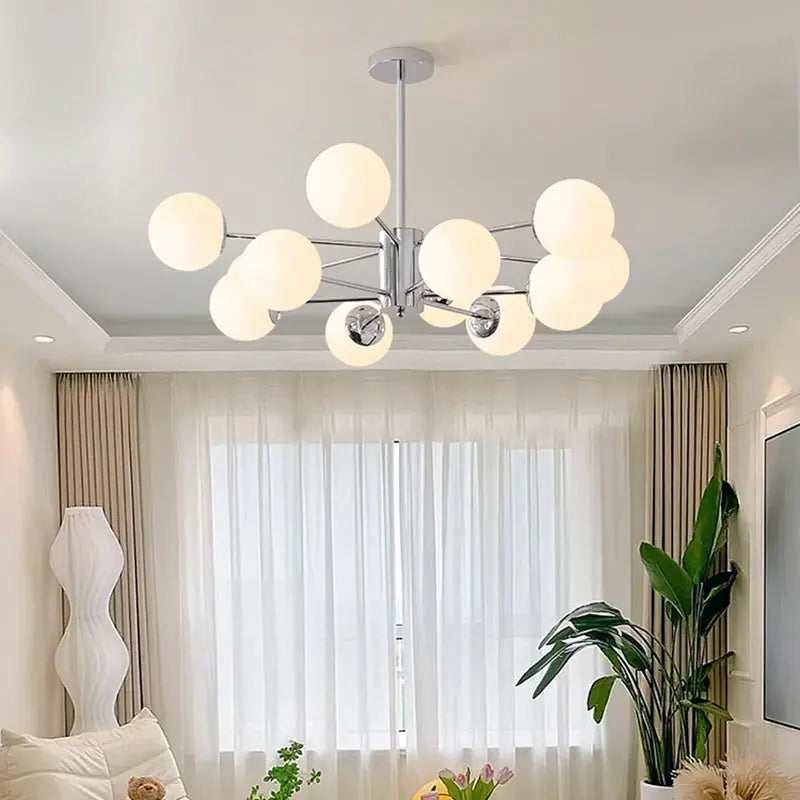 Afralia™ Glass Ball LED Ceiling Chandelier for Modern Living Room and Bedroom