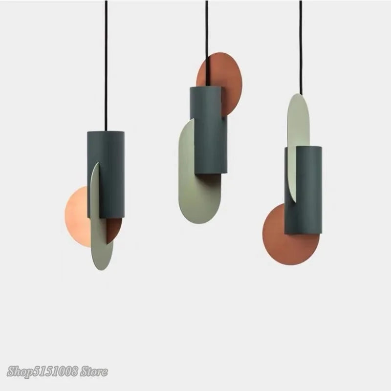 Afralia™ Green Cylindrical LED Pendant Light - Nordic Modern Single Head Hanging Lamp