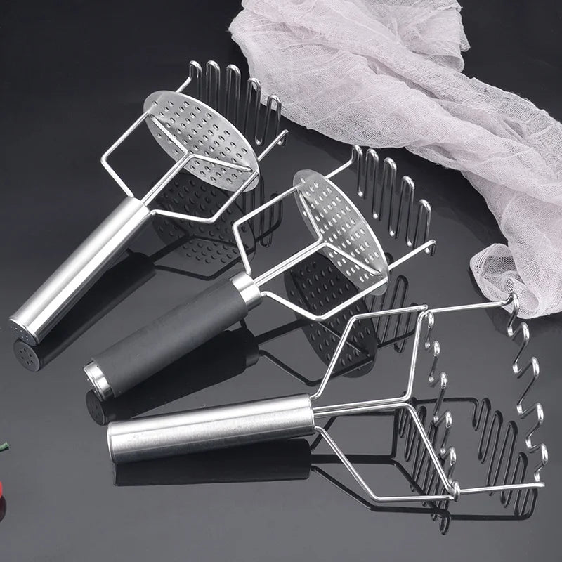 Afralia™ Double-layer Stainless Steel Potato Masher & Food Crusher for Kitchen Vegetable Fruit