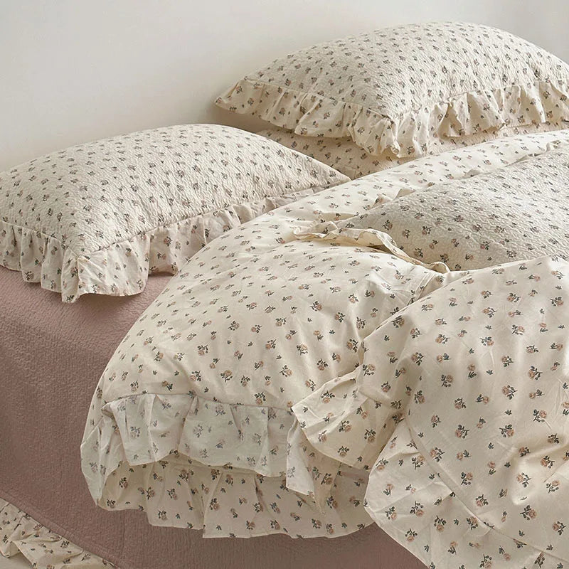 Afralia™ Korean Floral Lace Duvet Cover: Luxury Soft Quilt for Queen King, Breathable Home Decor