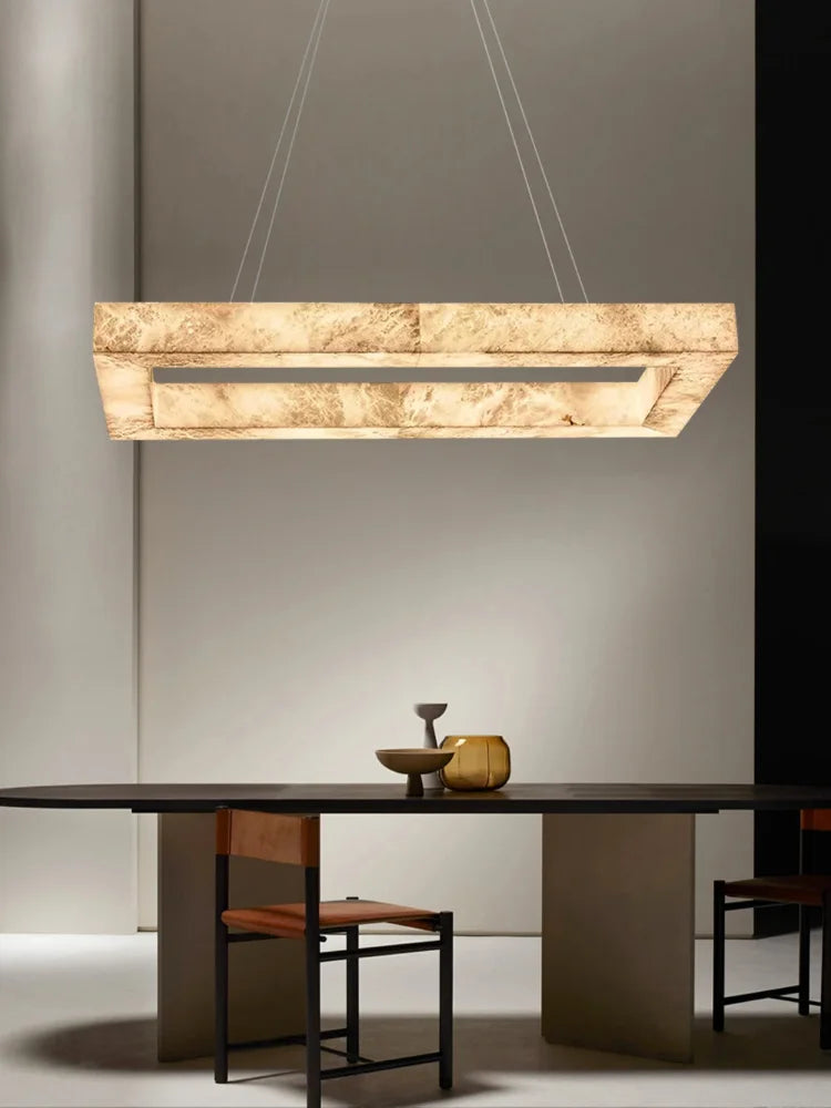 Afralia™ Dimmable LED Gold Chrome Marble Chandelier With Alabaster Pendant Light