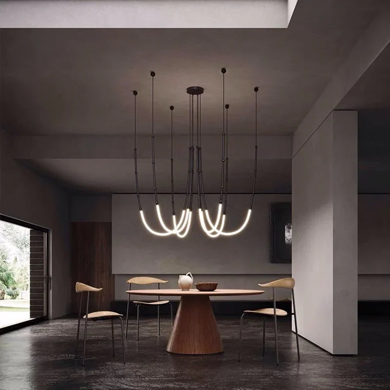 Afralia™ Modern Minimalist Line Chandelier: Nordic Designer Indoor Hanging Lights Fixtures