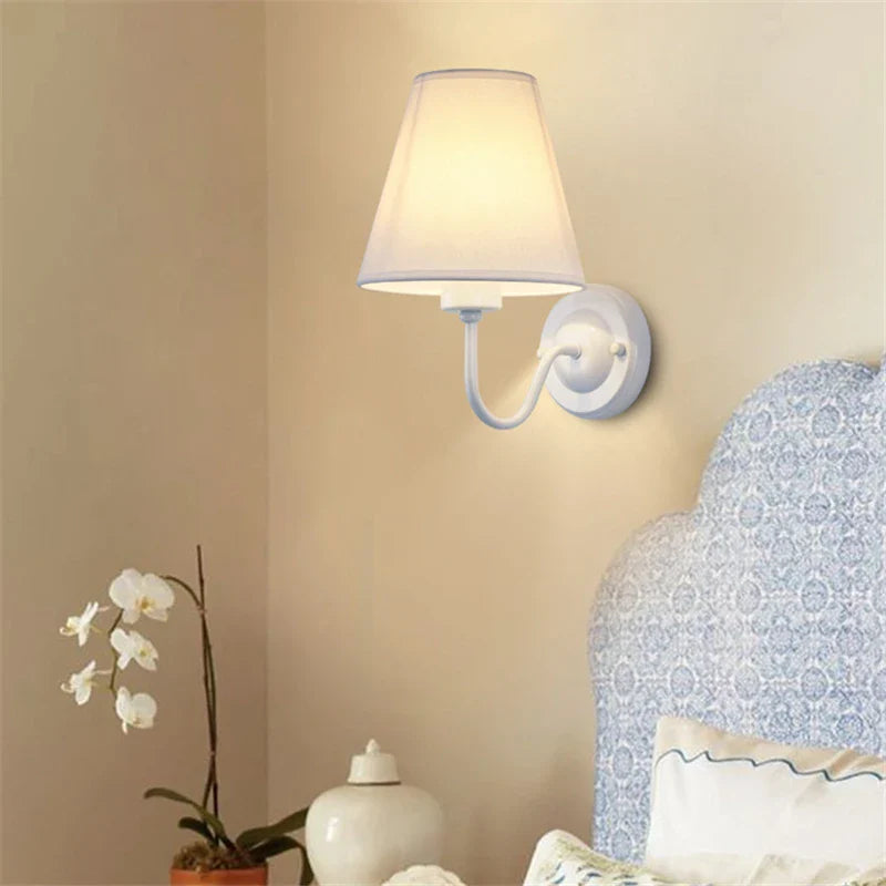 Afralia™ Fabric Lampshade Wall Sconce with LED Bulb for Home Decoration
