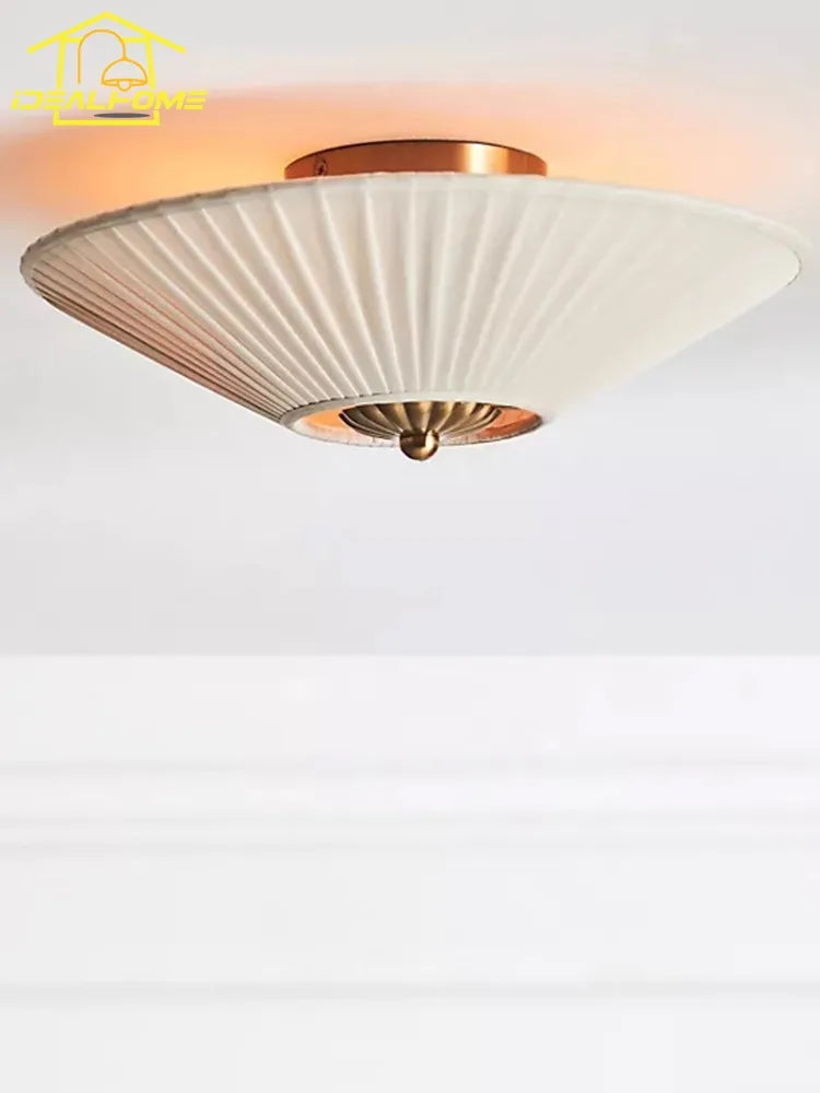 Afralia™ Pleated Fabric Luxury LED Ceiling Lamp for Bedroom and Living Room