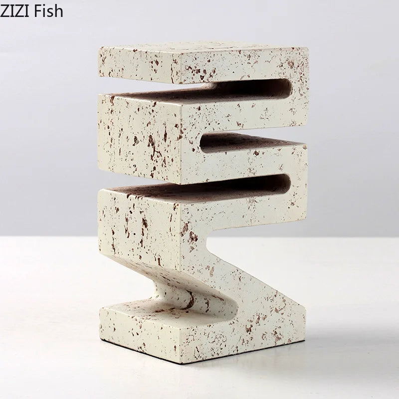 Afralia™ Modern Geometric Resin Sculpture Desk Decoration for Aesthetic Room Decor