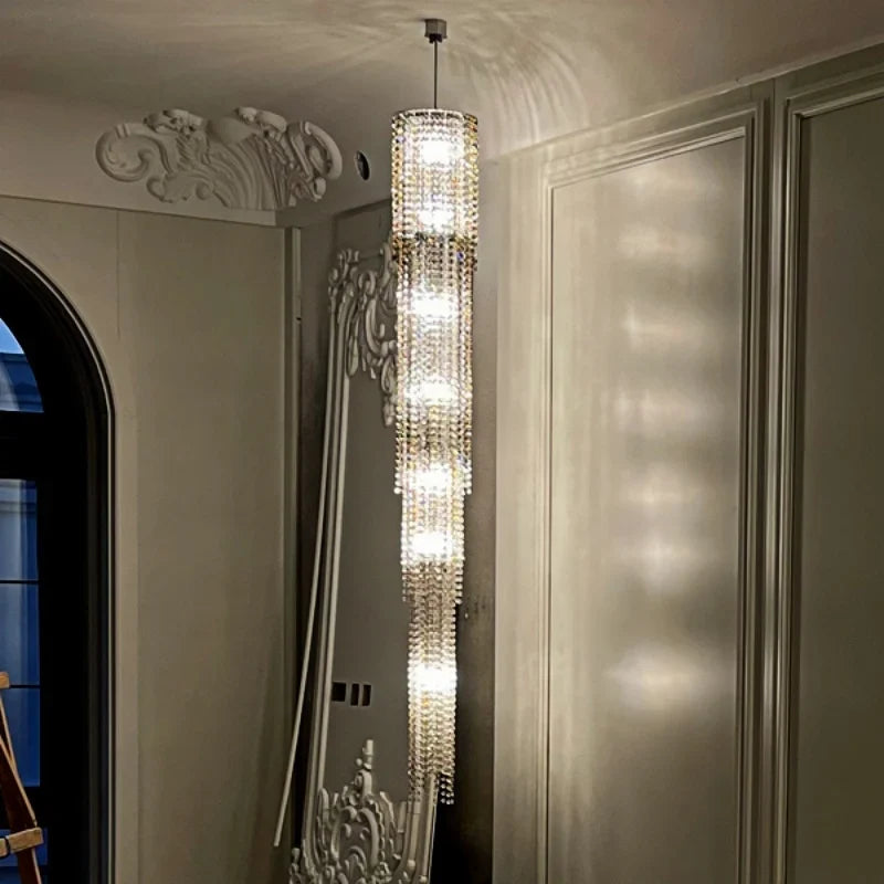 Afralia™ Staircase Luxury Chandelier: Elegant Lighting Fixture for Living Room Décor