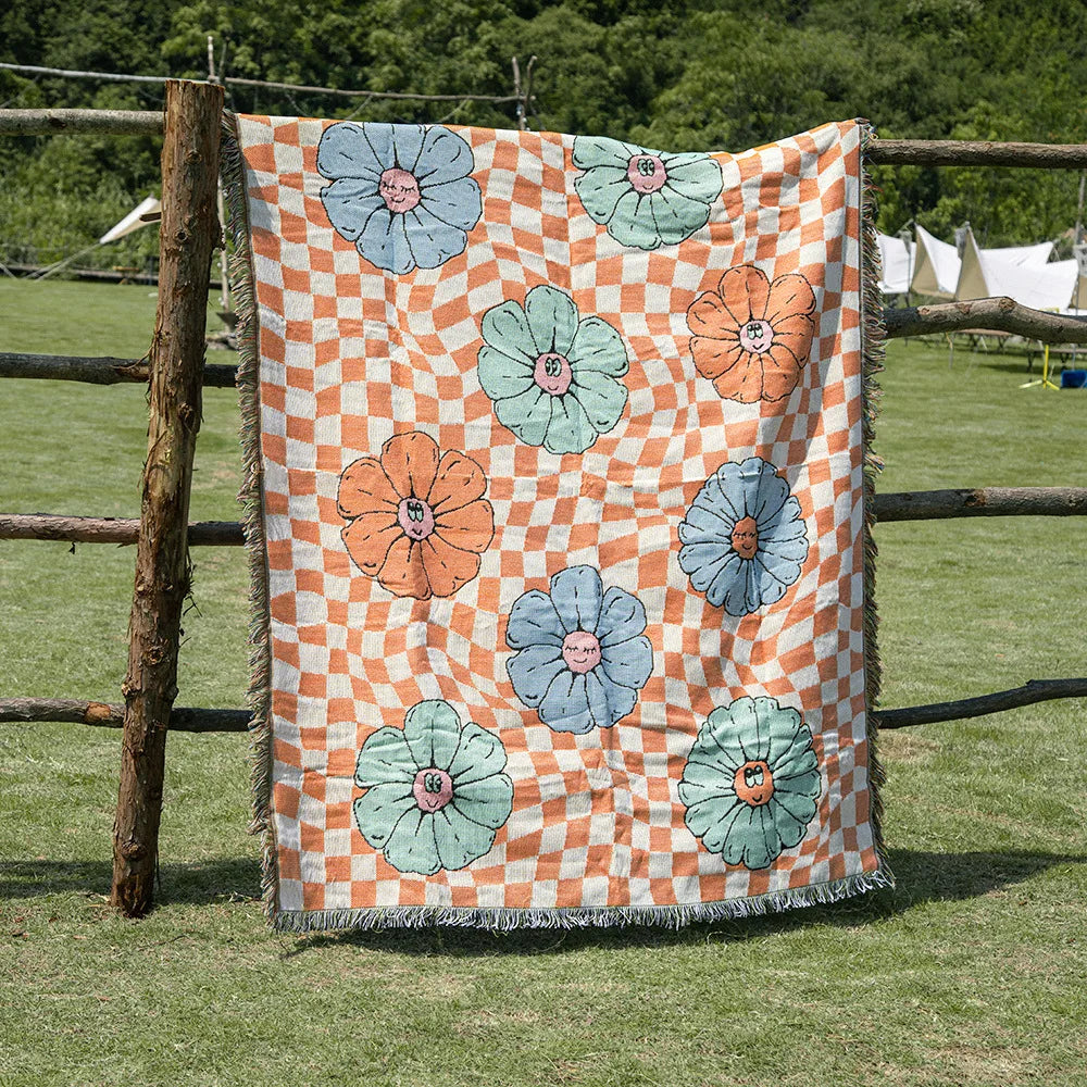 Afralia™ Nordic Boho Flower Jacquard Nap Bed Cover