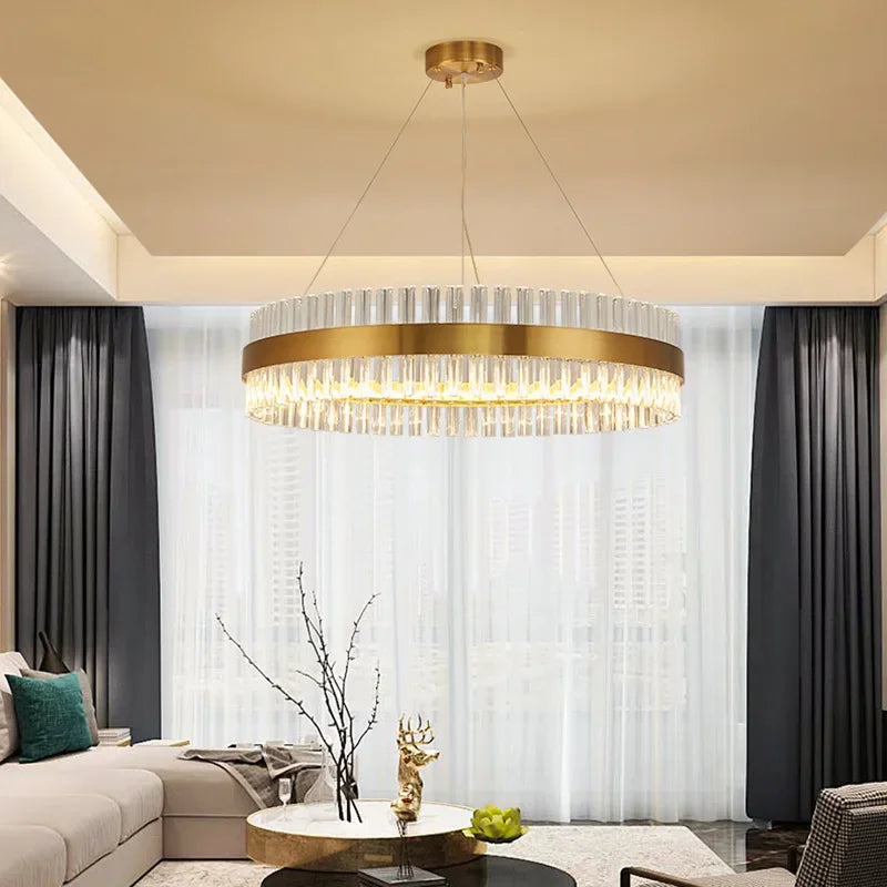 Afralia™ Crystal Ring Chandelier LED Pendant Light Fixture
