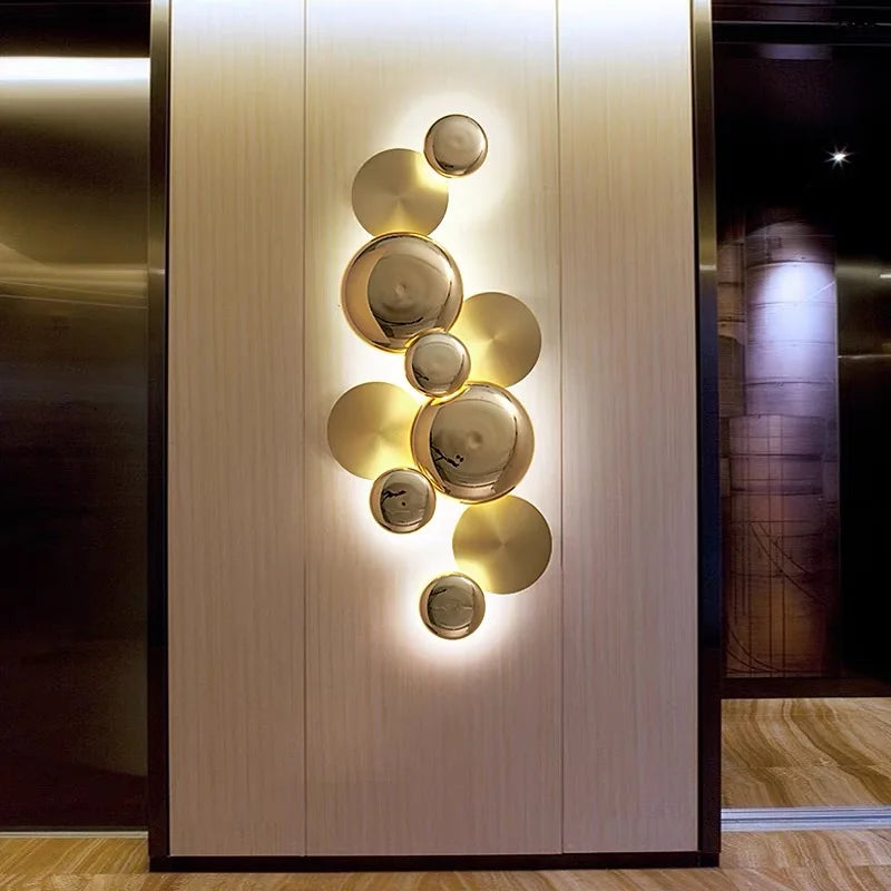 Afralia™ Large Metal Gold Wall Sconce Lamps LED Modern Luxury Home Decor Light