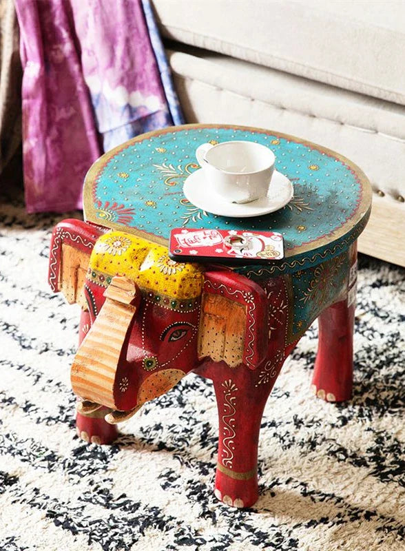 Afralia™ Elephant Stool: Handmade Thai Style Solid Wood Low Stool Ethnic Gift Home Decor
