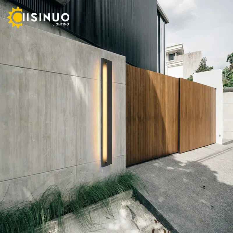 Afralia™ Outdoor Black Aluminum Wall Light LED Waterproof Linear Porch Lamp