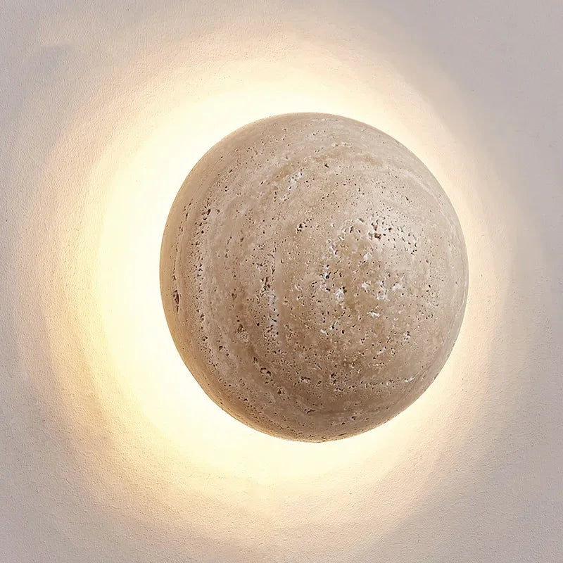Afralia™ Round Stone Wall Mounted LED Sconce for Living Room & Bedroom