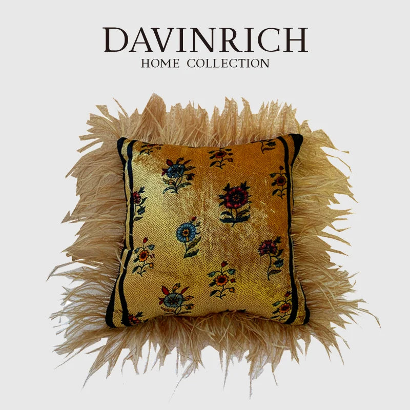 Afralia™ Luxe Silk Plush Cushion Case in Vintage Shanghai French Style 28x28cm