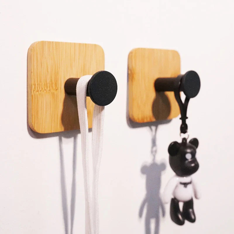 Bamboo Robe Hook Stainless Steel Wall Hanger for Clothes, Bags, Keys - Afralia™