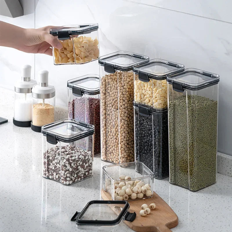 Afralia™ Kitchen Storage Food Container Cereal Organizer Breadbasket Plastic Order