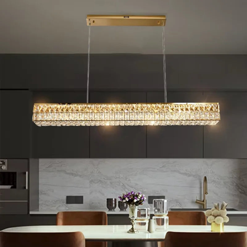 Afralia™ Crystal Steel LED Pendant Light | Modern Dining Room Hanging Lamp