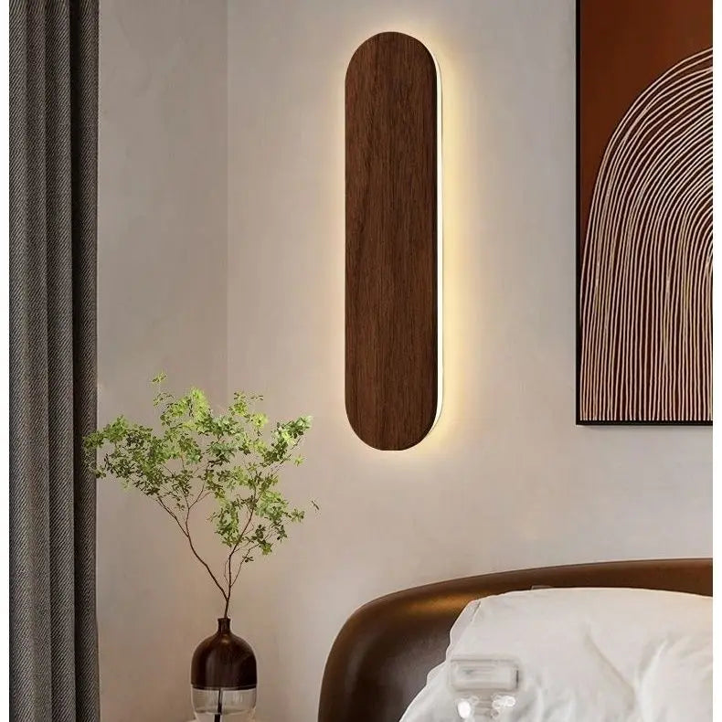 Afralia™ Minimalist Solid Wood Wall Lamp for Bedroom & Background, Ultra-Thin Design
