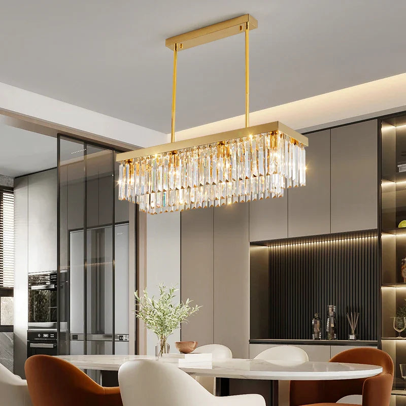 Afralia™ Crystal Chandelier: Nordic Minimalist Rectangular Restaurant Lighting