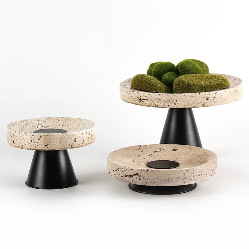 Afralia™ Marbled Fruit Dish Tray Candelabrum Holder Home Decor Accessory