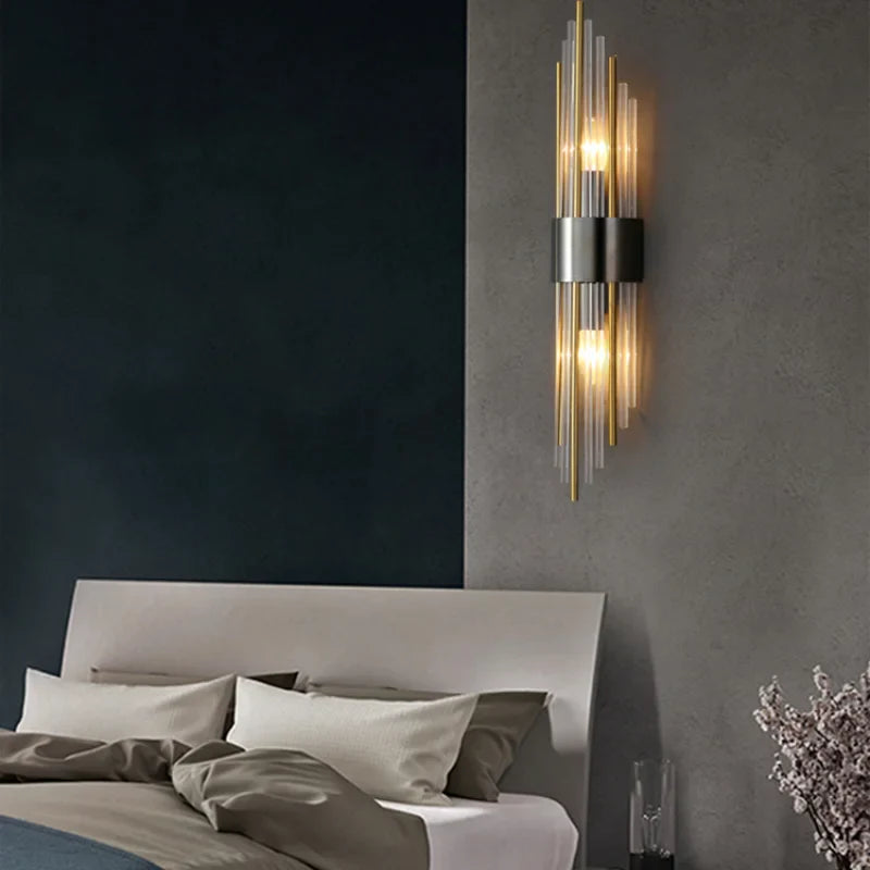 Afralia™ Crystal Copper Wall Lights: Postmodern Luxe Bedroom & Living Room Lighting