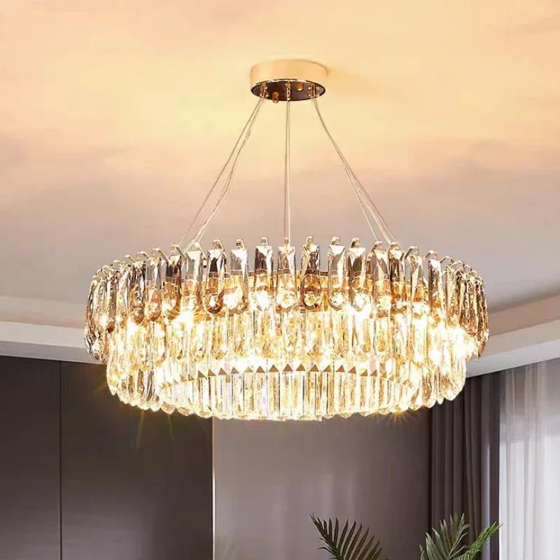 Afralia™ Gold Crystal Chandelier: Luxury Lighting for Dining Living Bedroom Kitchen Island