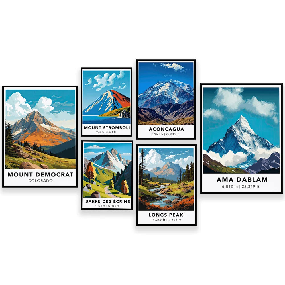 Afralia™ Mountain Adventure Travel Posters Collection
