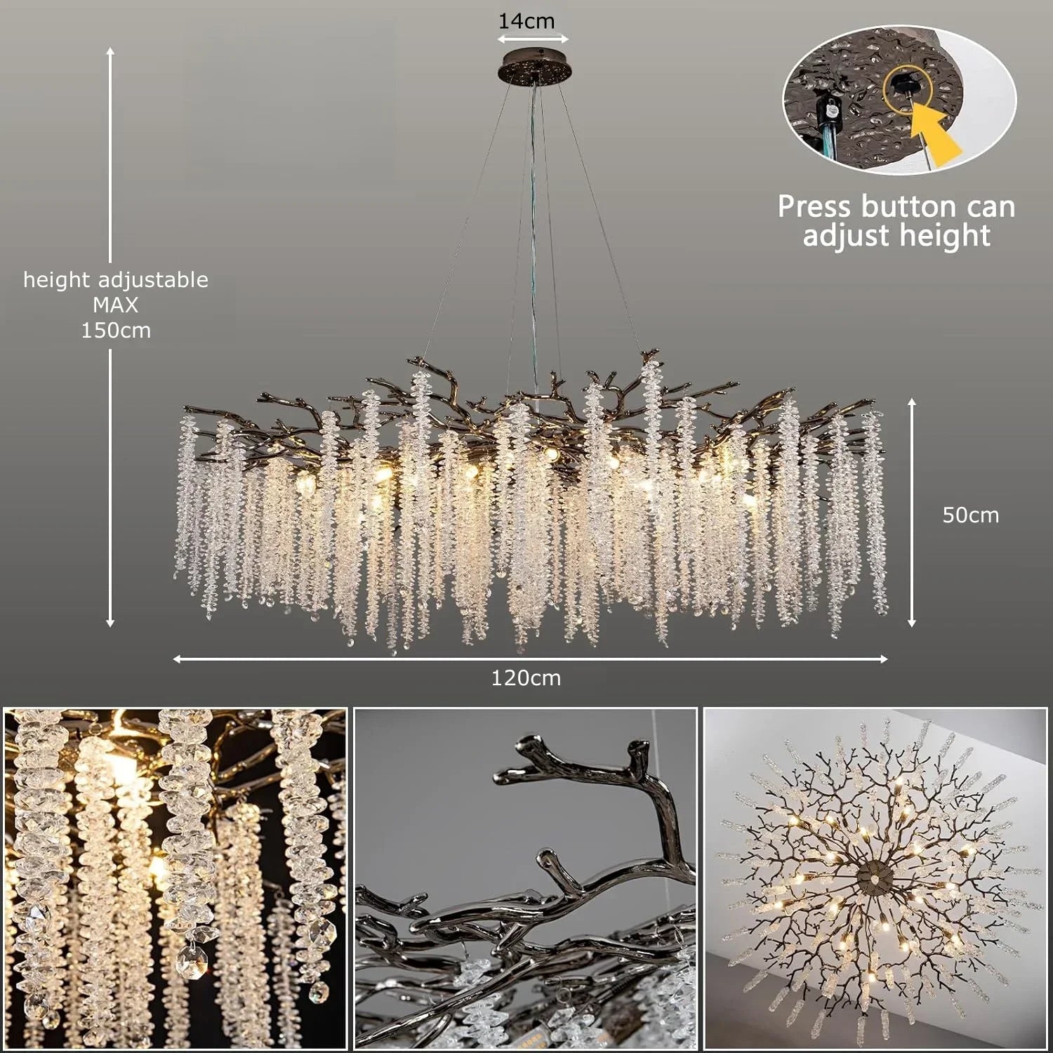 Afralia™ Round Black Crystal Chandelier for Dining Living Bedroom K9 Luxury Lighting