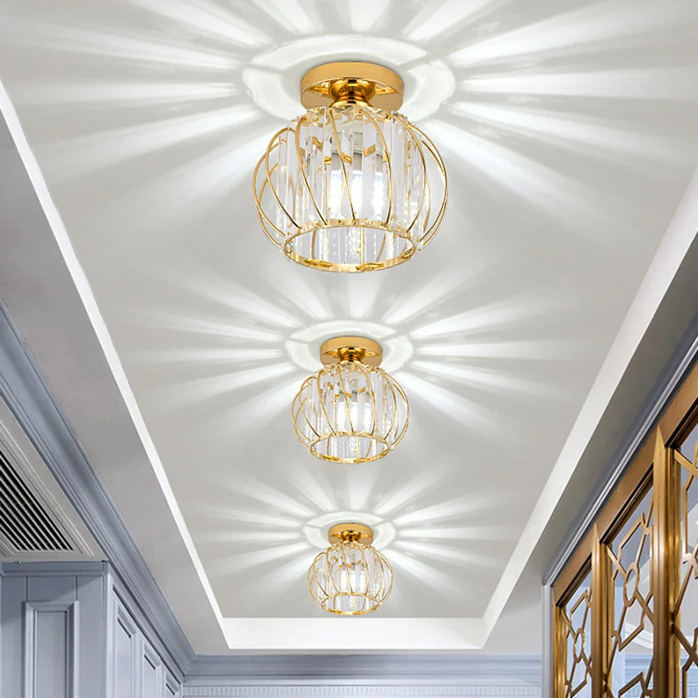 Afralia™ Crystal Ceiling Lamp: Modern Nordic Aisle Corridor Light for Elegant Home Decor