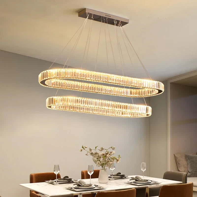 Afralia™ Crystal Pendant Chandelier Modern LED Ceiling Light Fixture