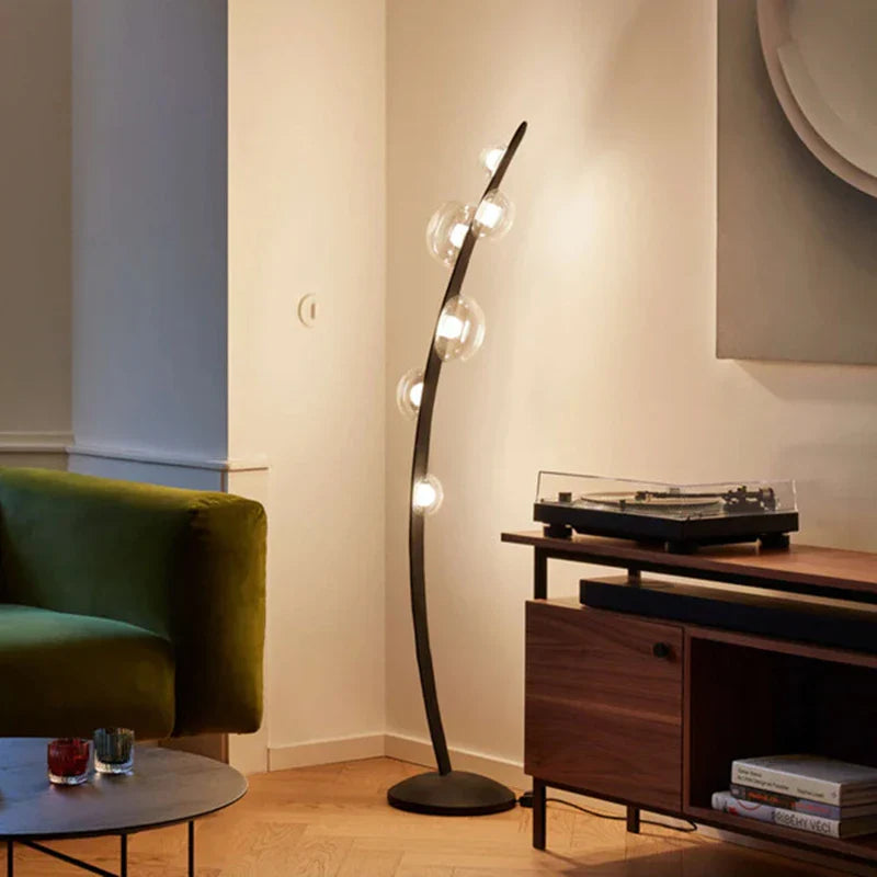 Afralia™ Minimalist Black LED Corner Lamp for Luxury Living Room, Bedroom, and Villa