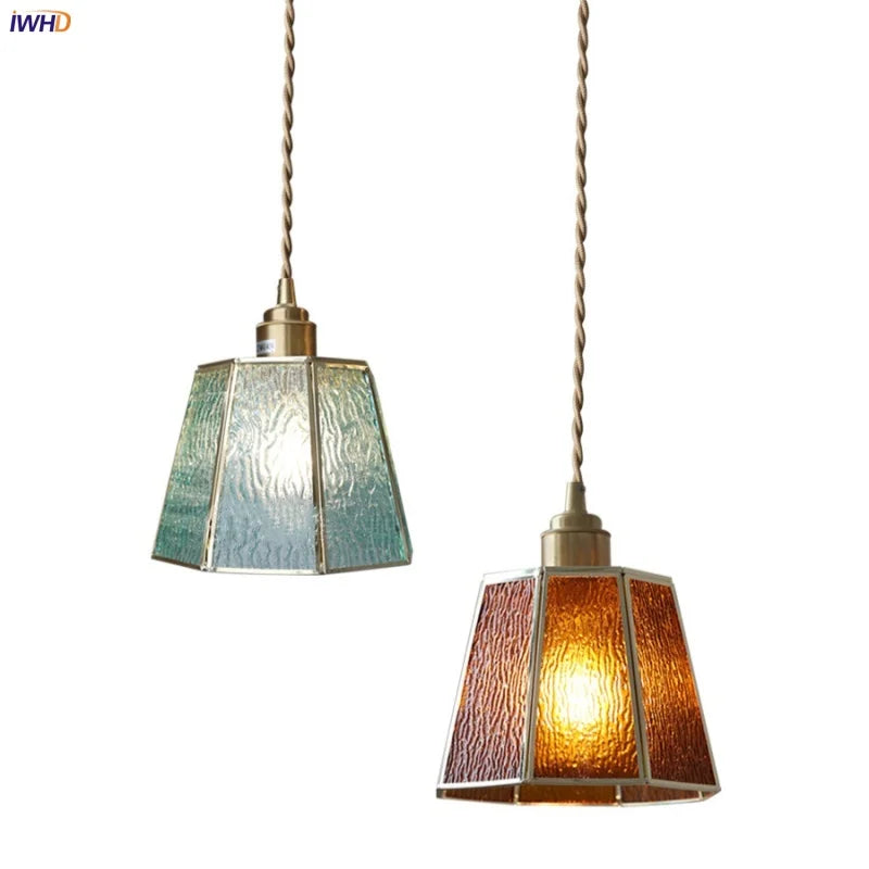 Afralia™ Copper Glass LED Pendant Lamp, Modern Nordic Hanging Light