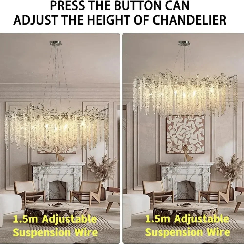 Afralia™ Gold Crystal Branch Chandelier | Modern Luxury Round Ceiling Light