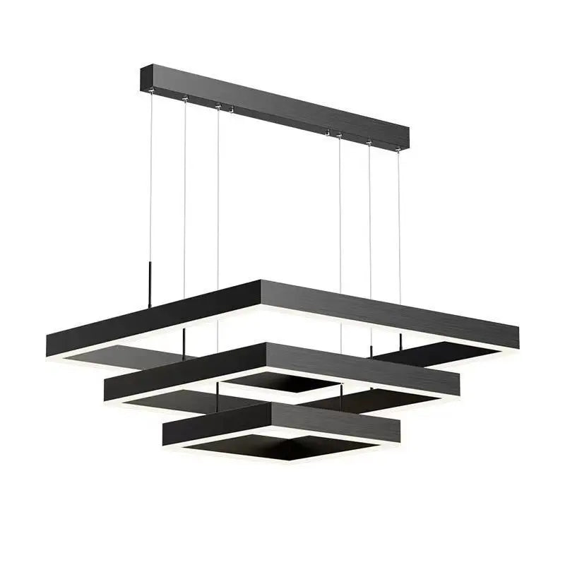 Afralia™ Modern Black Aluminum Square Pendant Light for Home Loft Decor
