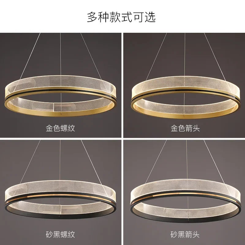 Afralia™ Round LED Light Luxury Chandelier for Living Room & Dining Room