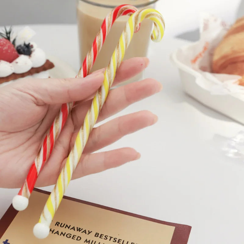 Afralia™ Colorful Christmas Long Handle Spoon for Juice, Coffee, Cake - Creative Glass Stirring Stick