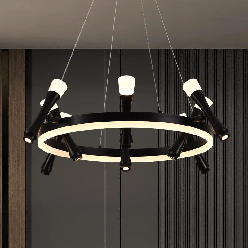 Afralia™ Nordic Minimalist Rotating Ring Chandelier for Living Room Dining Study