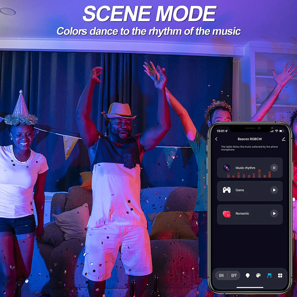 Afralia™ 12W RGBW Bluetooth Smart Control LED Lamp for Colorful Home Decor