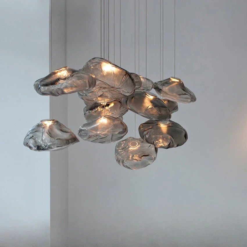 Afralia™ Pebble Glass LED Chandelier: Nordic Luxury Pendant Lamp for Home Decor & Lighting