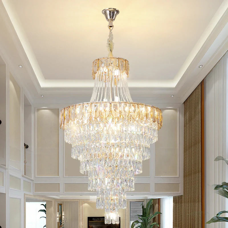 Afralia™ Crystal Chandelier Art Living Room Lighting for Duplex Buildings and High-End Restaurants