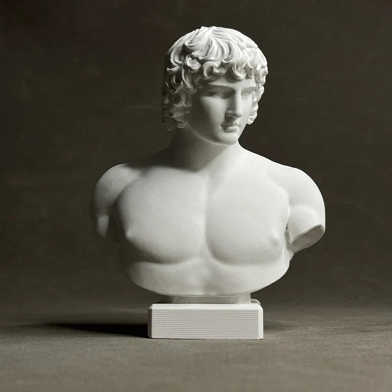 Afralia™ Antinous Retro Plaster Sculpture - European Inspired Room Figurine