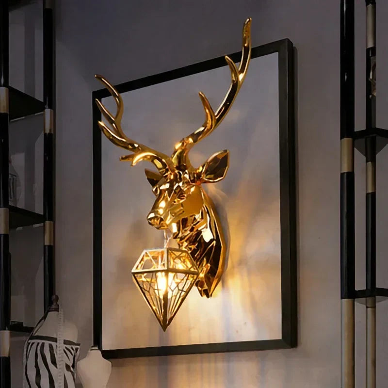 Afralia™ Nordic Antler Wall Lamp Luxury Decor Lighting Silver Gold Buckhorn for Living Room