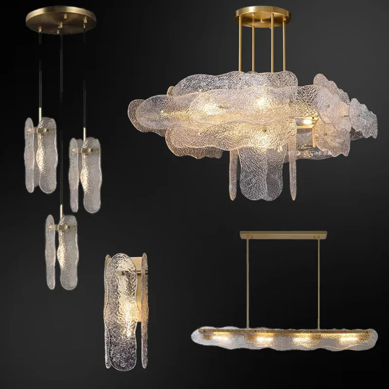 Afralia™ Nordic Glass Gold LED Chandelier, Dimmable Decorative Ceiling Fixture