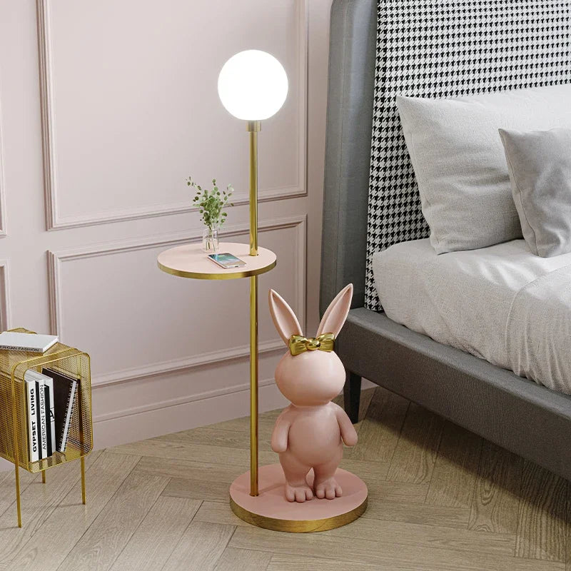 Afralia™ Resin Floor Lamp with Round Table for Children's Room and Study