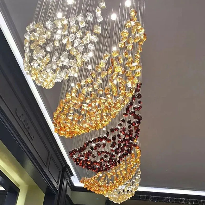 Afralia™ Modern Luxury Glass Stone Chandelier for Living Room LED Pendant Light
