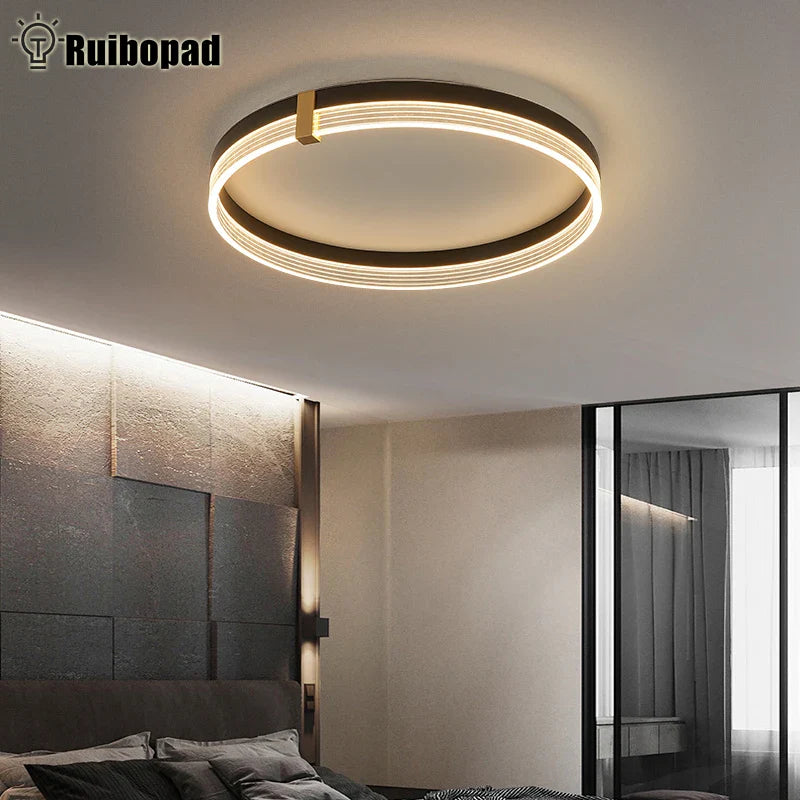 Afralia™ Minimalist Remote Control Round LED Ceiling Lamp for Bedroom and Living Room