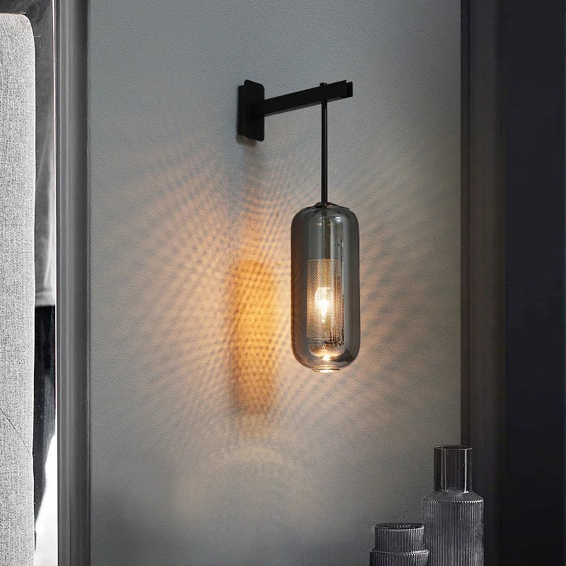 Afralia™ Nordic Glass Wall Lights for Bedroom Decor and Study - Modern Black Wall Lamp