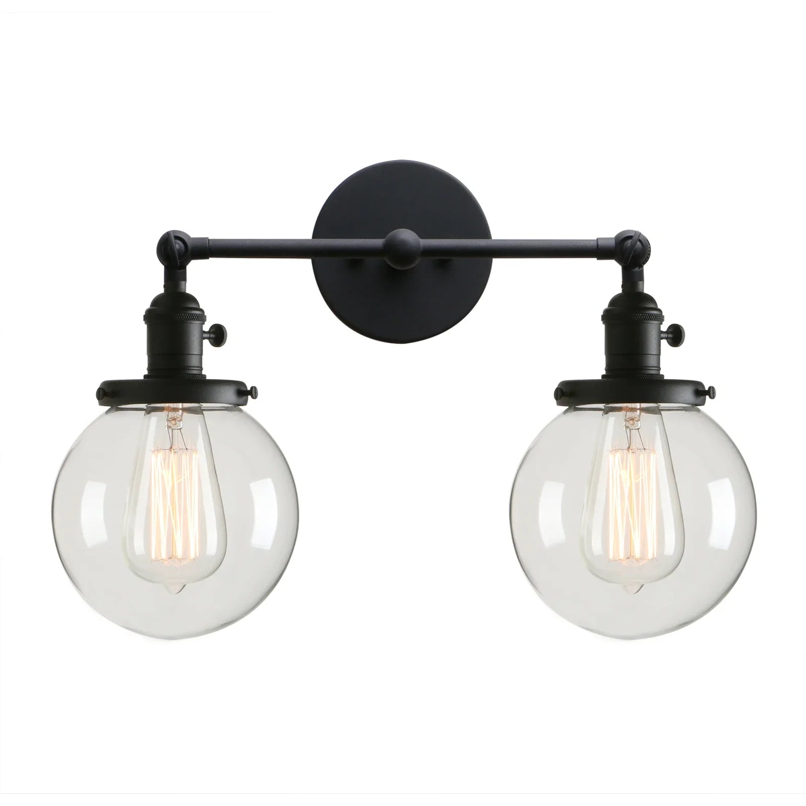 Afralia™ Double Ball Heads Globe Glass Wall Sconce, Modern Vintage Indoor Lighting