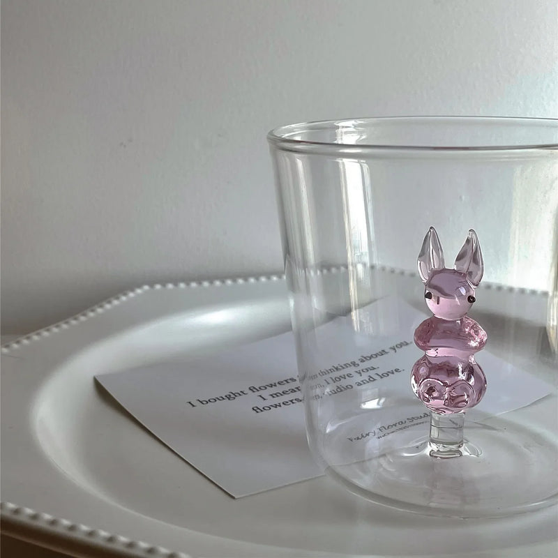 Afralia™ Cactus Bunny Duckling Glass Cup - Table Decor Drinkware